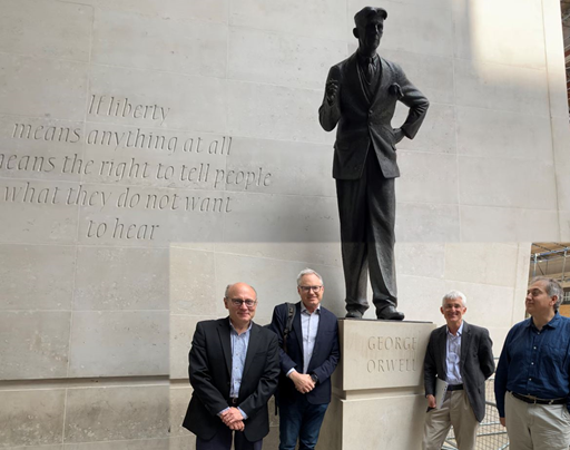 Leads of Aether Media Provenance (AMP) team on visit to BBC headquarters that resulted in the creation of Project Origin.d